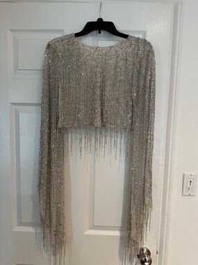Nasty Gal Silver-Beaded Fringe Cropped Prom Top - DEAL ALERT!‼️